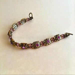 Link Bracelet with amethyst color stones